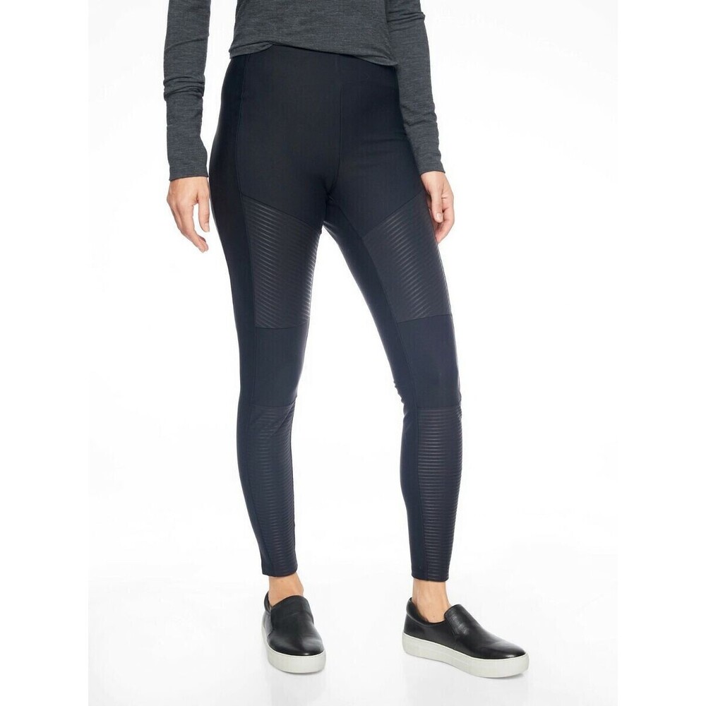 ATHLETA Womens Madison Moto Sleek Active Black Tights Size 4T